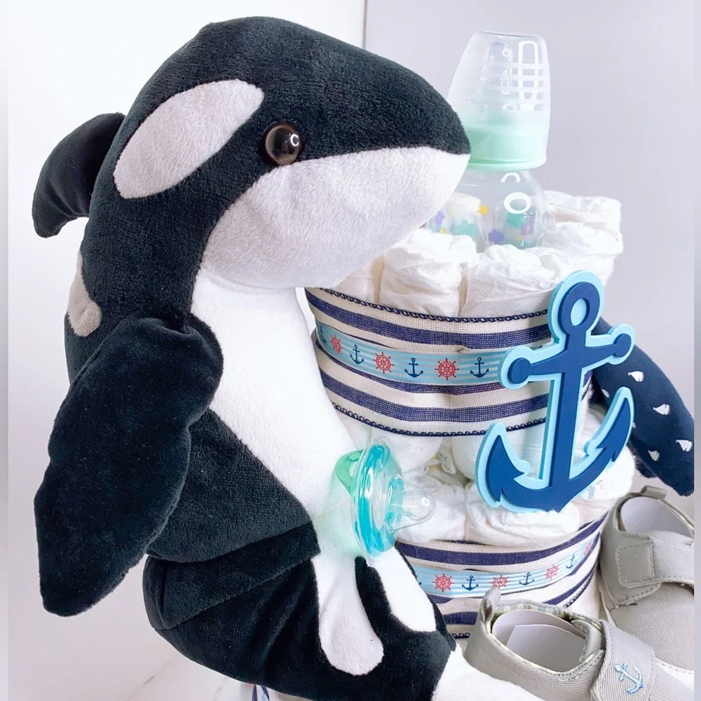 Whale Nautical Diaper Cake